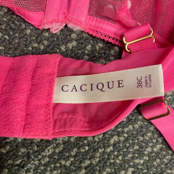 NWT Cacique Seriously Sexy Hot Pink Sheer Full Coverage Bra 38C - Picture 5 of 7